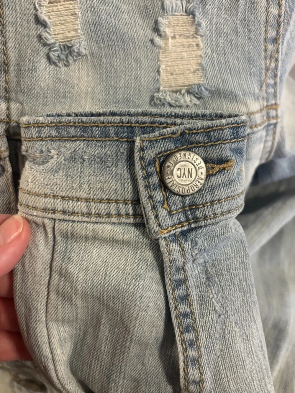 Light Blue Distressed Denim Jacket - Women's